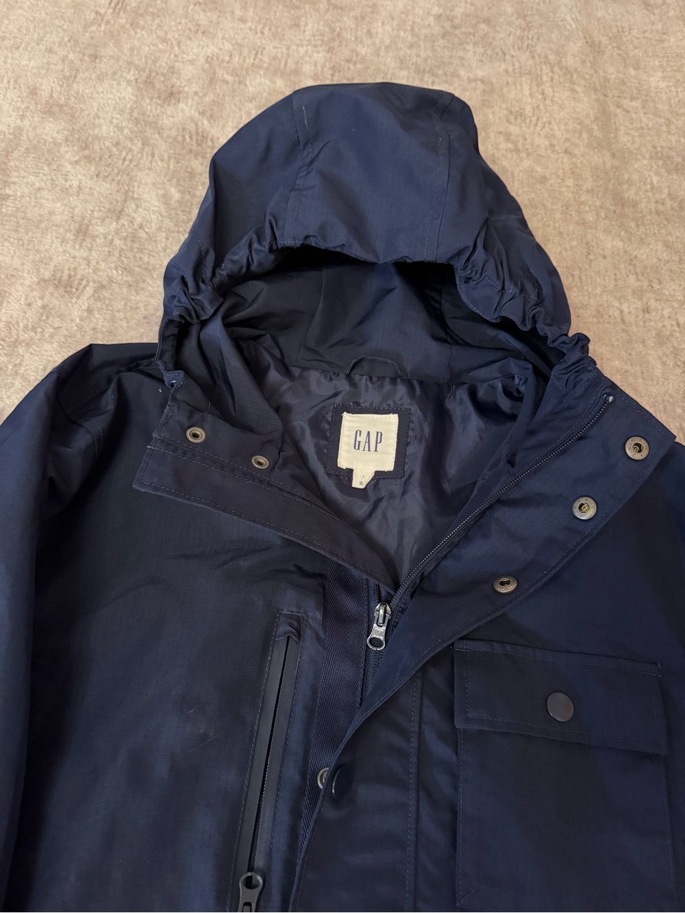 GAP Navy Hooded Lightweight Shirt Jacket